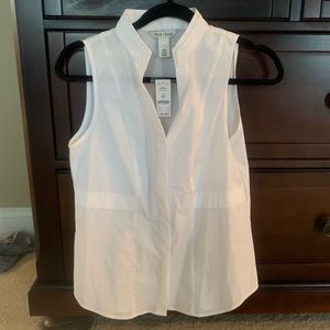 NWT White House Black Market white poplin top